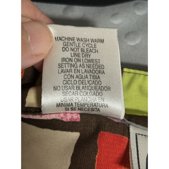 Kathy Che Colorblock Bright Colorful Squares Short Sleeve Button Blouse Wm's 18 - Picture 6 of 9